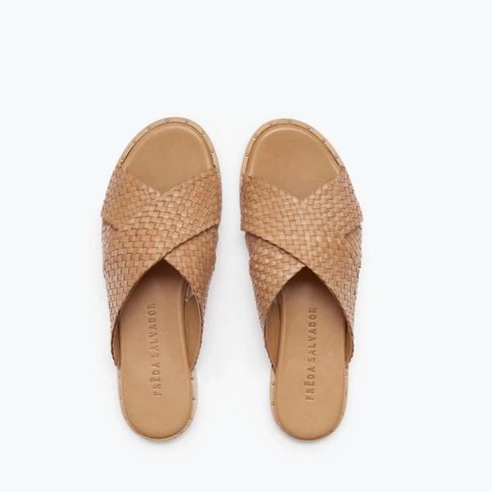 Freda Salvador Dew Woven Cris Cross Leather Sandals